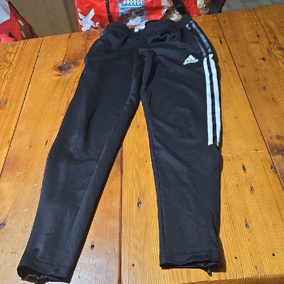 adidas Other - adidas Mens Sz Xs Black Joggers with Silver Stripes